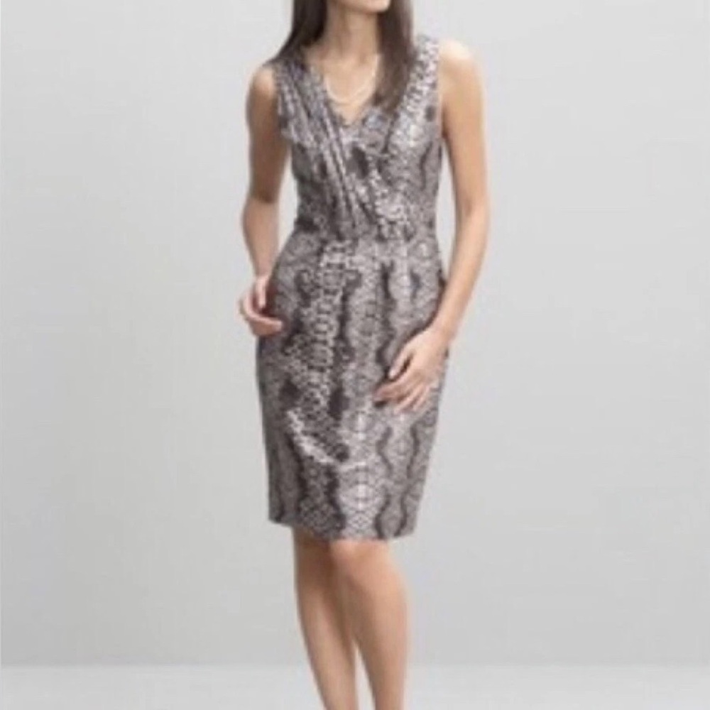 NWT Banana Republic 100% Silk Snake Print Sheath Dress Career Cocktail Size 10